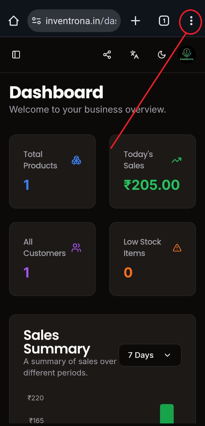 Tap the three-dot menu icon in the top-right corner.